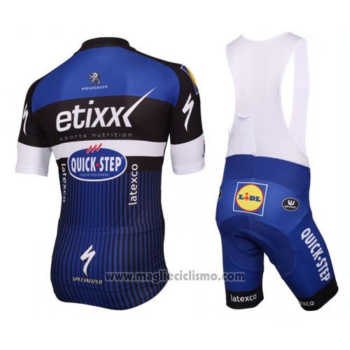 2016 Abbigliamento Ciclismo Etixx Quick Step Bianco e Blu Manica Corta e Salopette